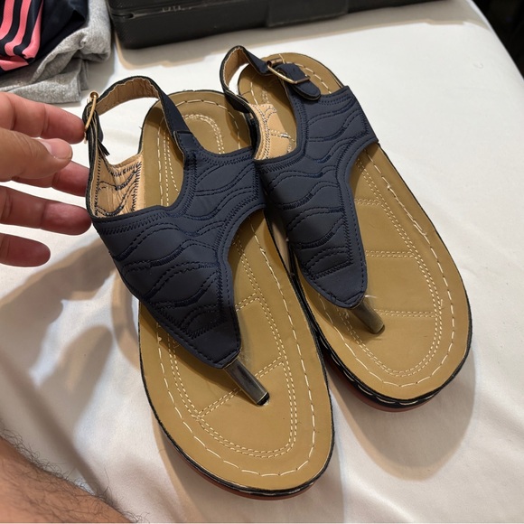3 for $12 - NWOT Women’s Navy Blue Sandals Unbranded. Size 7.5 - 8 - Picture 1 of 4